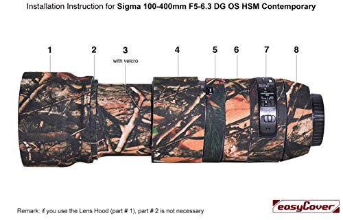 easyCover Lens protection camouflage cover Neoprene Cover for Sigma 100-400mm f/5-6.3 DG DN OS Contemporary Lens, Brown Camouflage by easyCover - Image 3