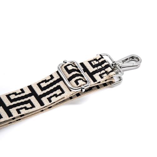 Image of S&loyoe Silver bucklePurse Straps Replacement Crossbody Bag Strap Adjustable Wide Guitar Straps for Handbags 1.5inch (Totem white black silver)