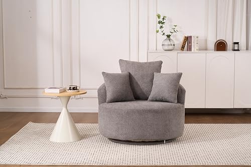HXUHUWS Enhance Comfort with 360-Degree Swivel Compression Chair, Soft Fabric, Ergonomic Armrests for Home or Office, Gray