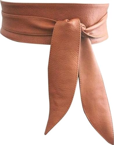 Lishow Fashion Woman's Tan Brown Genuine Leather Obi Sash Wrap