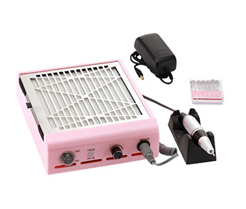 MyLadyMagic Nail Dust Collector and Nail Drill Machine All-in-one for Manicure (Pink)