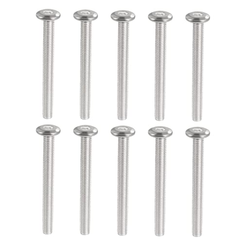 Bonsicoky 10 Pcs M6-1.0 x 60mm Flat Round Head Hex Socket Cap Screws Bolts, 304 Stainless Steel Connection Bolts Screws for Furniture, Bed, Chairs