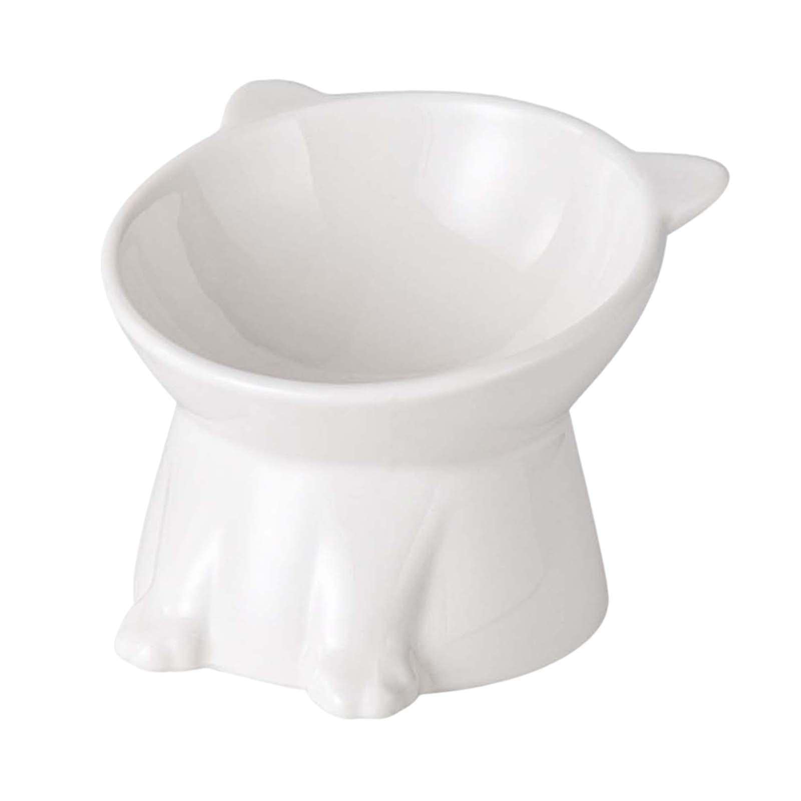 Gamelle Élevée pour Chat en Céramique Blanche et Distributeur surélevé Design
