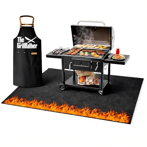 Tapis de barbecue résistant au feu et à la saleté - 160 x 130 cm - Tapis de protection de sol pour barbecue à gaz