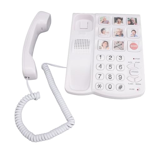 Festnetztelefone für zu Hause, Telefon mit Großen Tasten für Senioren, Schnurgebundenes Telefon mit One Touch Fernbedienung für SOS Anwahl, Freisprecheinrichtung in HD