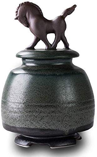 MopoqUrns - Urns for Funerary Ceramic Ashes for Adults, Moisture-Proof, Handmade, for A Small Amount of Human Ashes Or Pets with Decorative Horse (Color : B)