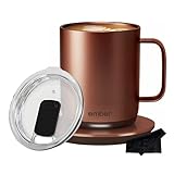 Ember Temperature Control Smart Mug 2, 14 oz, Copper, 80 min Battery Life | App Controlled Heated Coffee Mug | Improved Design with Clear Splash-Proof Sliding Lid and Signature Series Cloth