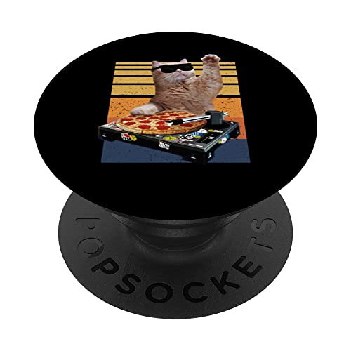Casa Gato Estilo Retro DJ Gato Gatito Musica Gato PopSockets PopGrip Intercambiable