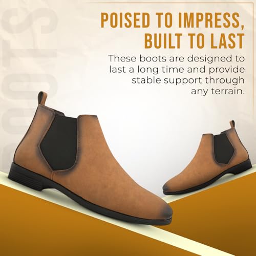 Image of STANPHORD Men Glossy Chelsea Ankle Boots | PU Slip-On Block Heel | Casual Party Office Outdoor Wear (TPSG 9536)