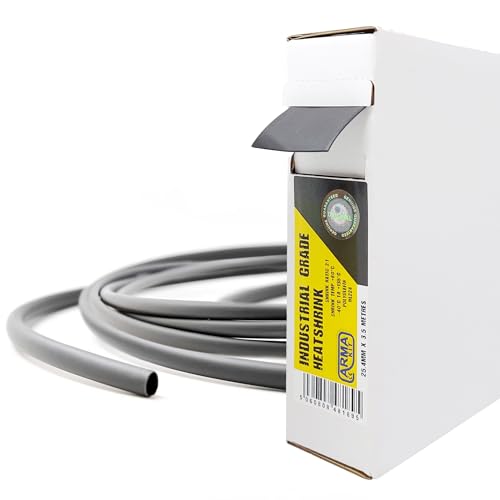 ArmaKit 25.4mm Cable Heat Shrink Tubing Black 3.5 Metre Reel - Wire Heat Shrink Sleeving Rubber Cable Shrink Wrap for use with Heat Gun for heat shrink connectors/electrical solder sleeves