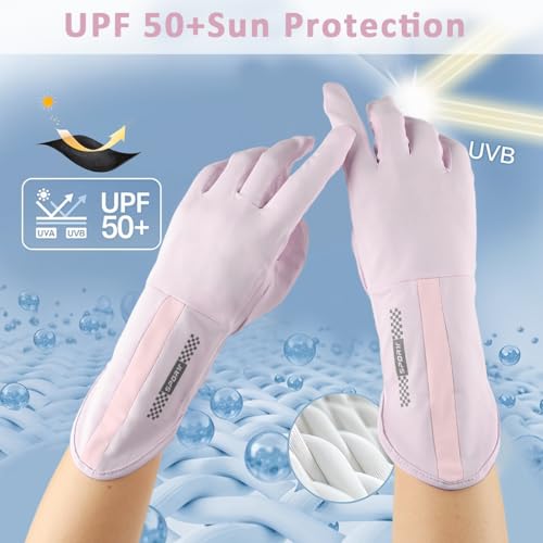 Image of PALAY Sun Protection Gloves UPF 50+ Summer Bike Gloves for Women Bike Riding Driving Golfing, Breathable Nylon Outdoor Hand Glove with Wrist Extension, Touch Screen Design (Purple)