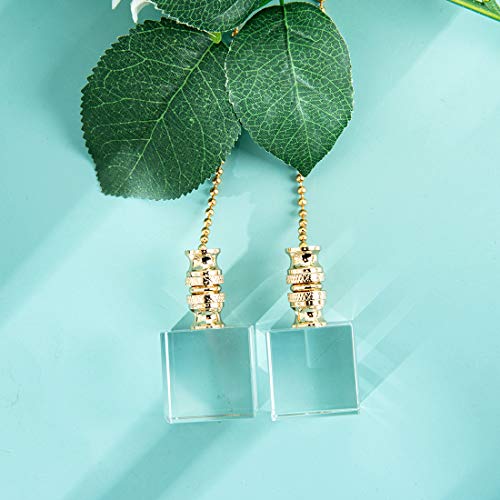 Image of Ceiling Fan Pull Chain, Fan Pulls Set with Connector, 2 Pack Crystal Clear Cube Fan Pull Extension for Light Fan Chain