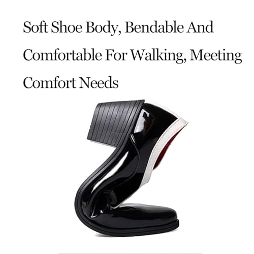 Men's Patent Leather Lace up Block Heel Oxford Shoes Pointed Toe Chunky Low Heel Two Tone Business Dress Loafers Business Derby Shoes Office Prom Evening Wedding Shoes2