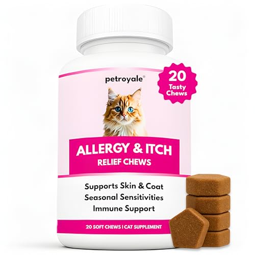 Petroyale Allergy & Itch Chews for Cats | Natural Relief for Seasonal Allergies | Hot Spots | Food Sensitivities | Dry Skin | Paw Licking | Scratching | Immune Support | Healthy Skin - 20 Chews