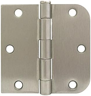 6 Pack 3.5" X 3.5" in Straight Square Corner X 5/8 Round Radius Interior Door Hinge Satin Nickel