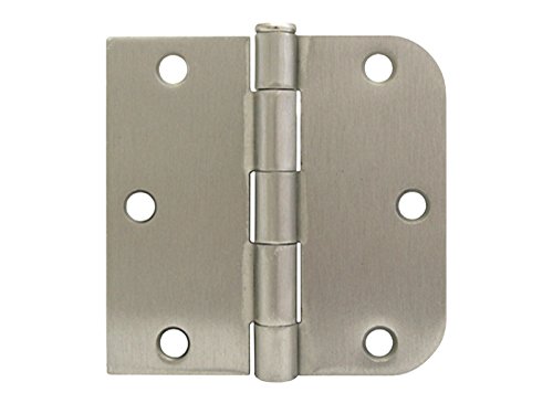 6 Pack 3.5" X 3.5" in Straight Square Corner X 5/8 Round Radius Interior Door Hinge Satin Nickel