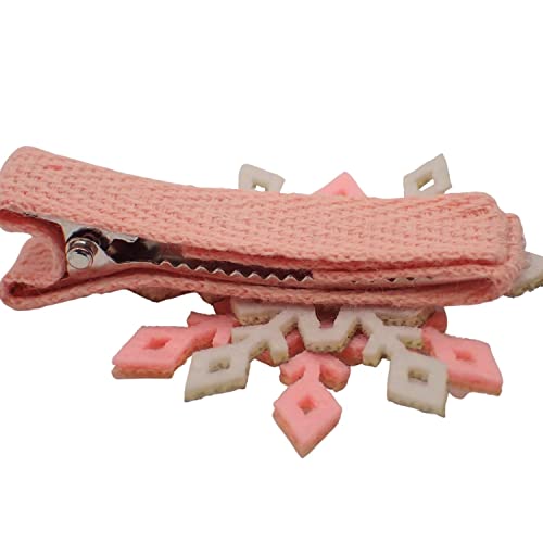 Topkids Accessories Christmas Hair Clips for Girls Hair Clips Women Festive Themed Crocodile Clips Hair works and Single Small Hair Clips Christmas Polar Bear and Penguin Curl Clips(Pink Snowflake) - Image 2