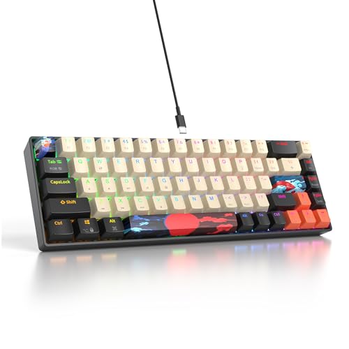 Image of 65% Mini Wired Keyboard RGB Blacklit for Office Gaming(68 Carbon)
