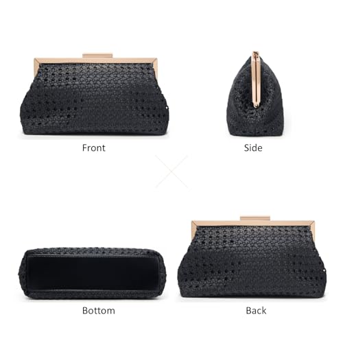 Image of DETARA Woven Evening Bag Clutch Purses for Women Fashion PU Leather Crossbody Purse for Wedding Party and Prom