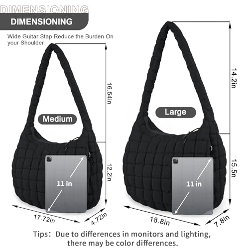 Image of Quilted Puffer Tote Bag Purse Puffy Crossbody Shoulder Bag,Lightweight Nylon Hobo Bag Puffer Carryall Bag for Women Girl