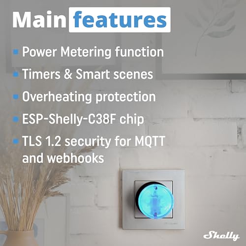 Shelly AZ Plug Czarny, Inteligentna Wtyczka z Pomiarem Energii, Gniazdko Zdalnego Sterowania, Max 2500W (12A), Wskaźniki LED,Automatyka domowa, Bluetooth i Wi-Fi, Alexa i Google Home, iOS, Android