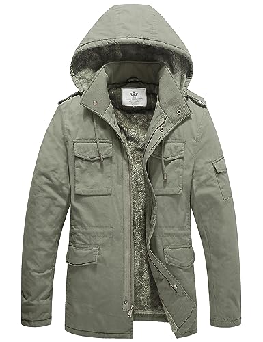 Image of WenVen Men's Winter Thickened Military Parka Jacket Warm Coat