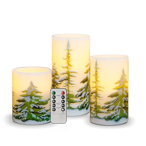 Koelaa Flammenlose LED Kerzen mit Weihnachtsbaum-Deko, Echtwachs Kerze...