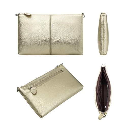 befen Gold Women's Genuine Leather Wristlet Clutch Crossbody Phone Bags Wallet Purses and Handbags for Women with RFID Card Slots, Fit Phone 15 Pro Max - Thumbnail 5
