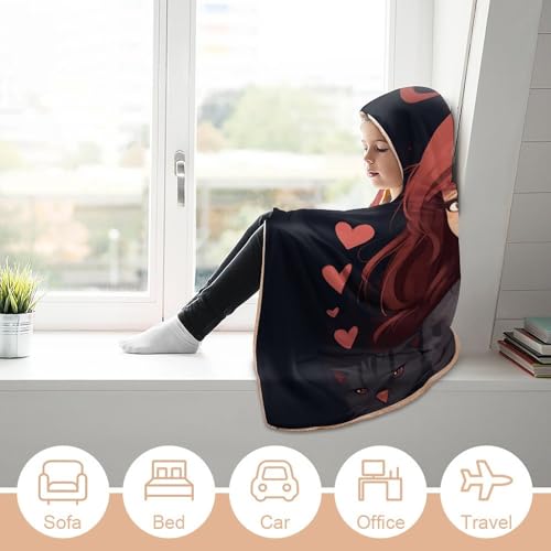 Couverture à capuche chat pour cocooning et soirées d'hiver