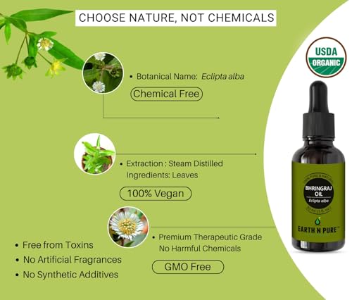 Image of EARTH N PURE Bhringraj Oil Natural & Therapeutic Grade for Hair Growth 15 ml