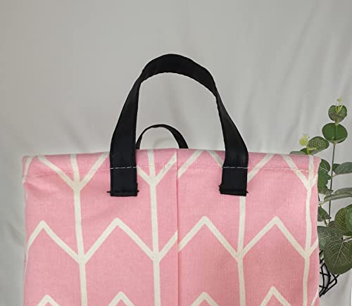 Image of Baby Storage Basket Nursery Box Laundry Hamper Organization Bins for Toys and Clothes with Handles (Pink)