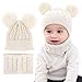 CheChury Bébé Bonnets et écharpes en Tricot Fille Hiver Pompom Tricotés Bonnet Bébé 0-24 Mois Garçon Chaud Écharpe Ensemble Enfants-B-Blanc-Taille Unique
