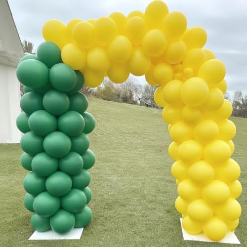 Image of Regular Balloon Combo For Decoration with Glue Dots & Balloon Arch Strip - Party Decor Set For Easy Party Setup (GREEN YELLOW, 100)