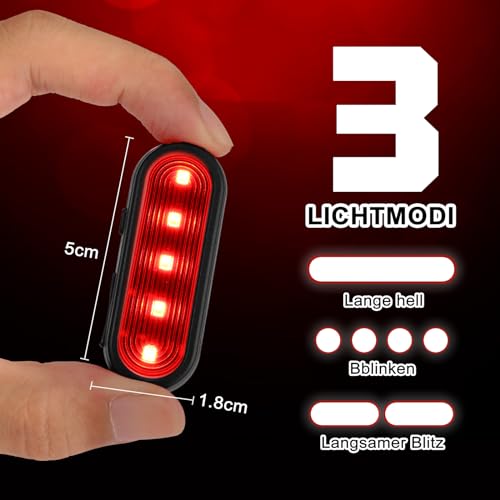 LED Blinklicht USB Aufladbar - 2er Sicherheit Licht Set für Kinder Schulranzen Nachtläufer Bergsteiger Hund Leuchtanhänger mit Clip - Dauerlicht und Blinklicht 3 Modes (Schwarz)