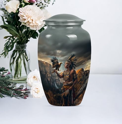 Image of Native American Urns for Ashes - Burial Urns for Human Ashes Adult Male - Cremation Urns for Burial - (10 inch Pack of 1)