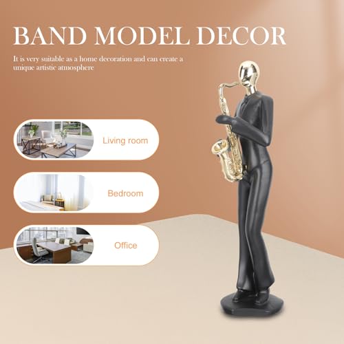 Figurine saxophone en résine noire comme ornement de bureau chic - 7