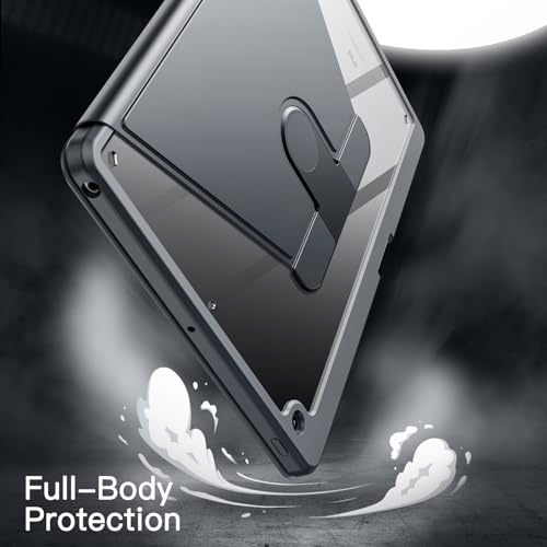 Image of JETech Rotating Cover Case for iPad 9 /8 /7 (10.2-Inch, 2021 /2020 /2019 Model, 9th /8th /7th Generation) with Pencil Holder, 360 Degree Rotation Protective Stand Cover Clear Back (Space Gray)