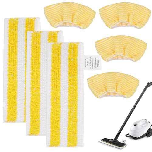 7 Stück Universal Bodentuchset, Saugstarke Bodentücher für Kärcher easyfix SC 1, SC 2, SC 3, SC 4, SC 5 Dampfreiniger, 3 Bodendüse und 4 die Handdüse, Mikrofasertuch für alle Bodenarten