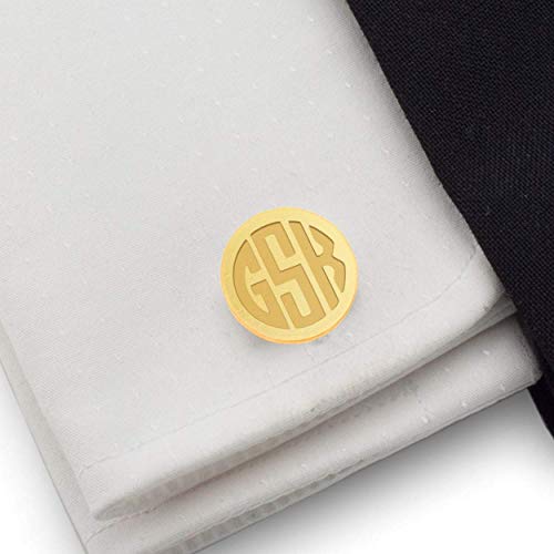 Monogrammed gold cufflinks Mens monogram cufflinks Gift for Groom Wedding Husband Birthday, 925 Silver 18K gold plate, Handmade
