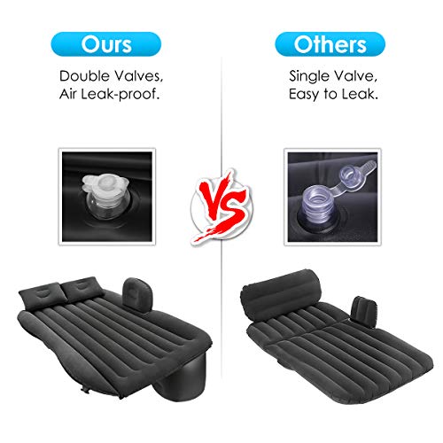 Inflatable Car Air Mattress, One-pece Backseat Air Bed with Air-Pump, Portable Car Travel Bed with Two Pillows Fits Most Car Models for Camping Travel, Hiking, Trip and Other Outdoor Activities - Thumbnail 6