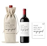 Engagement Gifts for Women Bride Engagement Gifts for Couples Boyfriend Girlfriend Fiance Future Mrs Newlywed Engaged Wedding Bridal Shower Wedding Party Wine Bag Gift Set with Wine Label