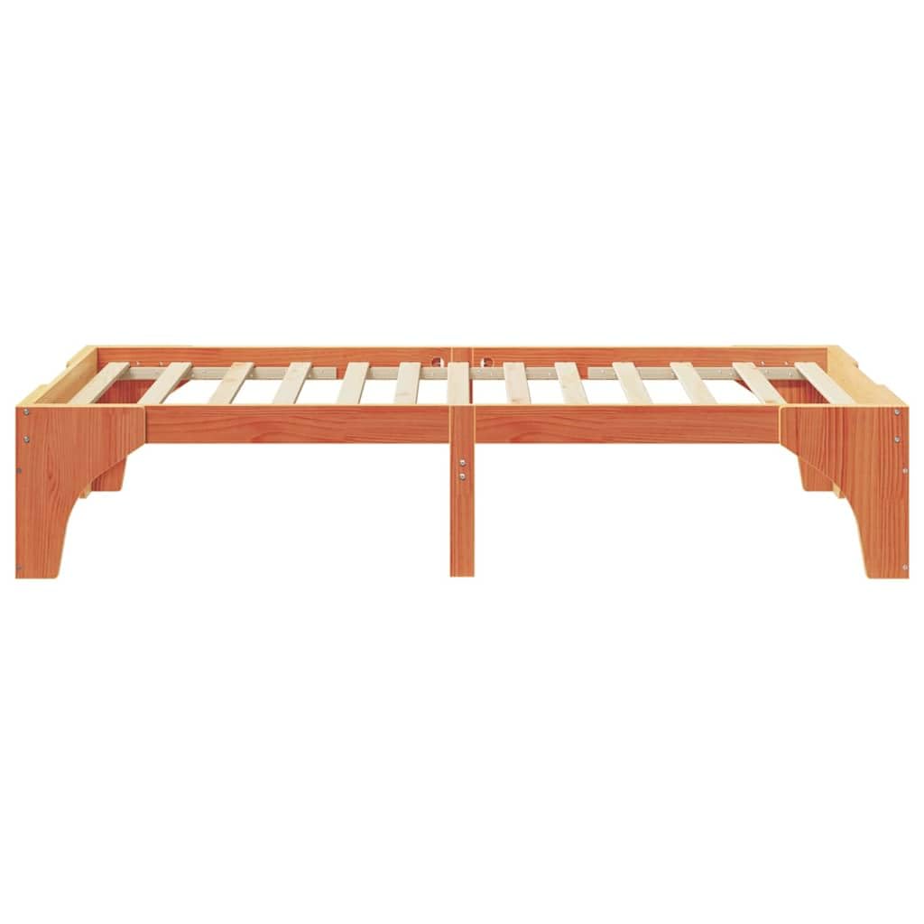 Marco de Cama en el Suelo de Madera Maciza de Pino Marrón Estructura de Perfil Bajo para Dormitorio Moderno Minimalista y Funcional con Ensamblaje Sencillo y Diseño Eficiente