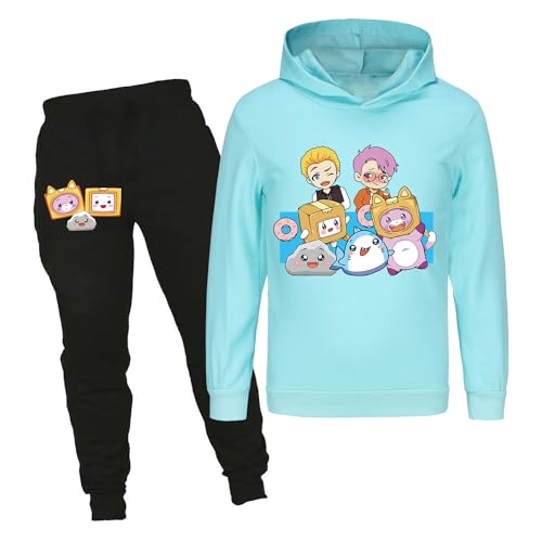 Minhuaha Foxy and Boxy Merch Kids Cotton Hoodie Boys Girls Tops Jumper Hoody+Trousers 2pcs Tracksuit (Light Blue 9-10 Years)
