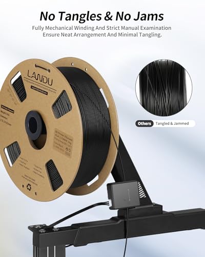 Image of LANDU PLA Filament 1.75mm Black 1KG, 3D Printer Filament 1kg Cardboard Spool(2.2lbs), Dimensional Accuracy + /- 0.02mm, Neatly Wound 3D Printing Filament Fits for Most FFF 3D Printers, Black PLA