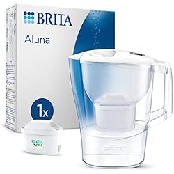 Jarra Filtradora De Agua BRITA Jarra con filtro de agua Aluna blanca (2,4 l) incl. 1x cartucho MAXTRA PRO All-in-1: jarra apta para frigorífico con memo digital que reduce el cloro, la cal y las impurezas