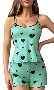 Ausing Ensemble de Pyjama Femme Sexy Vêtements de Nuit Dames Top Col V Pyjamas Court en Modal Shorty M