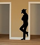 Cowboy Silhouette Decal - Leaning Wall Vinyl for Ranch or Farmhouse Decor for Living Room, Bedroom, Boys Room, Playroom, Man Cave