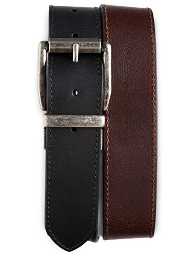 Harbor Bay by DXL Big and Tall Reversible Leather Jeans Belt, Black Brown