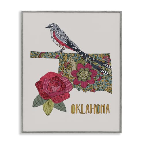 Oklahoma State Bird Flower Floral, 16 x 20 Inch Framed Giclée Print