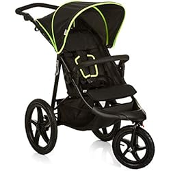Carritos De Bebé Para Correr hauck Runner Carrito Bebe desde el Nacimiento, Silla de Paseo Ligera hasta 25 kilos con 3 Ruedas Neumaticas, Carrito Plegable Bebe Compacto, Capota UV50+, Negro/Neón